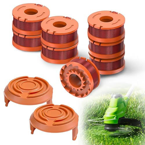 6 Stück Rasentrimmer Fadenspulen, Rasentrimmer Spule Für Rasentrimmer Trimmer Fadenspule Langlebige Ersatzfaden Spulen mit 1 Spulenabdeckung, für alle 20V WORX Rasentrimmer (8 PCS) von HXUING