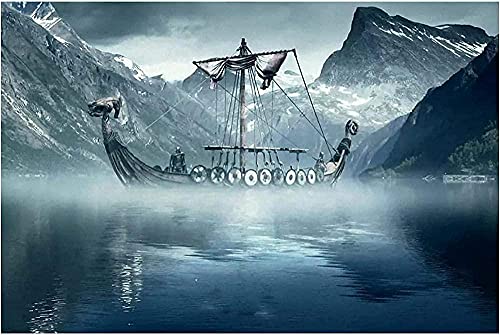 HXXCB DIY 5d Diamant malerei Kits Vollbohrer kristall Strass Diamant Stickerei Mosaik Gemälde,für wohnkultur 30X40Cm Wikinger-Langboot von HXXCB