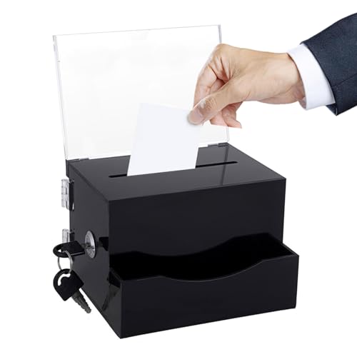 Acrylspendenbox, Spendenbox Abschließbar,Schwarz Spendenbox, Wahlurne, Acryl Stimmzettel Boxen, mit Schwarzem Schlüssel, Empfohlene Box, zum Sammeln von Kärtchen, Verlosungen Acrylspendenbox, Spendenbox Abschließbar,Schwarz Spendenbox, Wahlurne, Acryl Stimmzettel Boxen, mit Schwarzem Schlüssel, Empfohlene Box, zum Sammeln von Kärtchen, Verlosungen von HXXWEUS