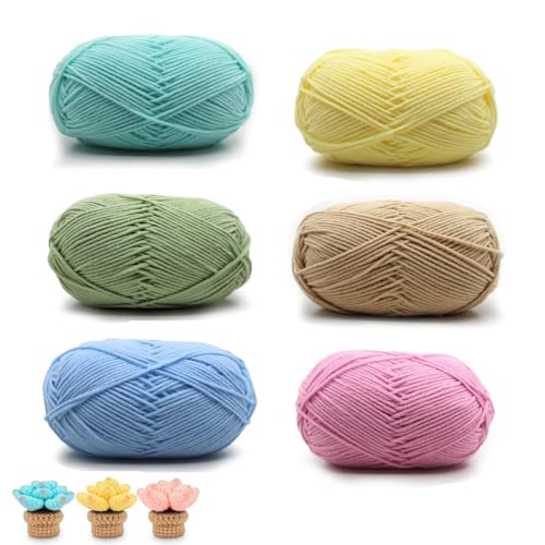 Häkelgarn, 6 x 50 g Handstrickgarn Baumwollgarn, Handstrickgarn Set, Leichte Pflege, Garnsets aus Wolle, Acryl Wolle Zum Stricken, für Häkeln und Kunsthandwerk, 6 Farben(Acrylgarn) von HXXWEUS
