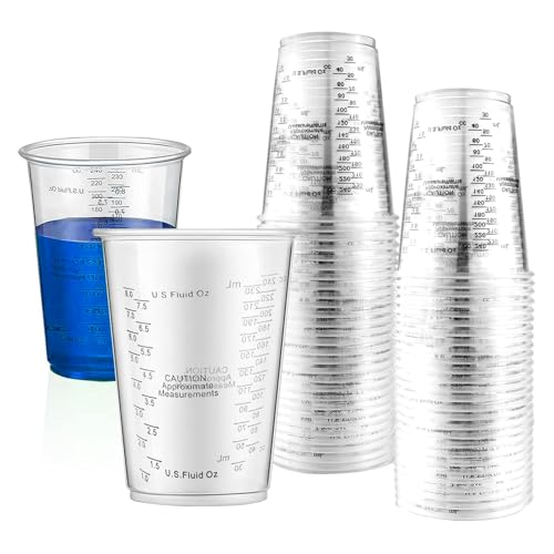 Mischbecher Messbecher, 50 Stück 240ml Messbecher, Epoxid Mischbecher, Wiederverwendbare Messbecher, Kunststoff Farbmischbecher zum Mischen von Flüssigkeiten, Harzen von HXXWEUS