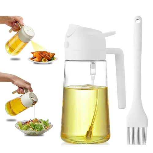 Ölsprüher, 2 in 1 Öl sprühflasche 470ml ölsprüher für Speiseöl, Oil Sprayer Können Ölspray und Gießen, ölspray zum Küche, Kochen, Grillen, Heißluftfritteuse, Pulverisateur Huile von HXXWEUS