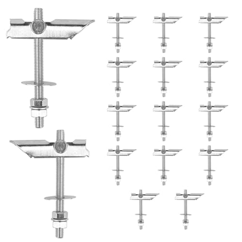 Schwerlast Kippdübel, 16 Stück kippdübel M6 x 100mm Set, Schwerlast Federklappdübel aus Verzinkter Kohlenstoffstahl, Federklappdübel, Klappdübel, Geeignet für Wände und Decken von HXXWEUS