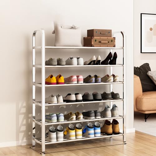 HXZJUIKL Eingangsschuhbank, platzsparend, schmale Aufbewahrung mit Stiefelhalter, Schuhregal aus Edelstahl mit rutschfester Gummiabdeckung, Schuhregal HXZJUIKL Eingangsschuhbank, platzsparend, schmale Aufbewahrung mit Stiefelhalter, Schuhregal aus Edelstahl mit rutschfester Gummiabdeckung, Schuhregal von HXZJUIKL