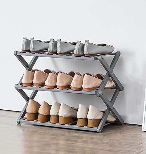 HXZJUIKL Faltbares Bambus-Schuhregal mit mehreren Ebenen, mehrstöckiges Schuhregal, freistehendes Schuhregal für Flur, Schlafzimmer, Garten, 49,7 cm (19,7 Zoll) (3 von HXZJUIKL