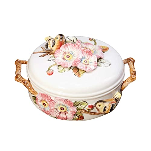 HXZJUIKL Obstschale mit Deckel, Obstteller aus Keramik im Bauernhausstil, Herbstdekoration für den Couchtisch, Ornamente für Snacks, Nüsse, getrocknet von HXZJUIKL