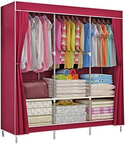 HXZJUIKL Tragbarer Kleiderschrank aus Segeltuch, Stoffgarderobe mit Kleiderstange, Stoffbezug, Aufbewahrungs-Organizer für Kleidung, Schuhe, Rosa, 129 x 45 x 167 cm HXZJUIKL Tragbarer Kleiderschrank aus Segeltuch, Stoffgarderobe mit Kleiderstange, Stoffbezug, Aufbewahrungs-Organizer für Kleidung, Schuhe, Rosa, 129 x 45 x 167 cm von HXZJUIKL