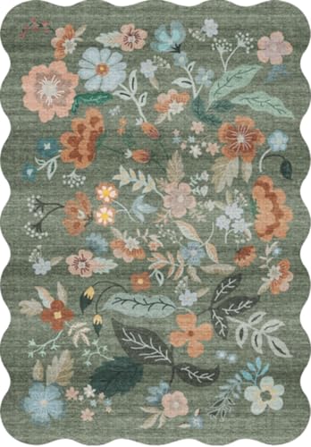 Quadratischer Teppich mit Blumenmuster für Familie: Waschbarer, gewellter Teppich für Wohnzimmer, Schlafzimmer, weiche, wasserabweisende Bodenmatte mit rutschfester Unterseite, für Küche, Kinderzimmer Quadratischer Teppich mit Blumenmuster für Familie: Waschbarer, gewellter Teppich für Wohnzimmer, Schlafzimmer, weiche, wasserabweisende Bodenmatte mit rutschfester Unterseite, für Küche, Kinderzimmer von HY HAO YUN LAI