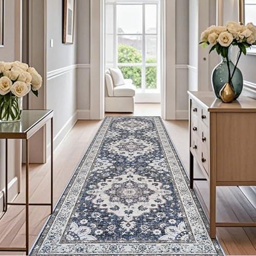 Waschbarer Flurläufer mit rutschfester Unterseite, breiter Niederflor, Läufer für Wohnzimmer, Schlafzimmer, schmutzabweisend, für Küche, dünne Bodenmatte für Badezimmer, Esszimmer, 10 x 25 cm, Blau Waschbarer Flurläufer mit rutschfester Unterseite, breiter Niederflor, Läufer für Wohnzimmer, Schlafzimmer, schmutzabweisend, für Küche, dünne Bodenmatte für Badezimmer, Esszimmer, 10 x 25 cm, Blau von HY HAO YUN LAI