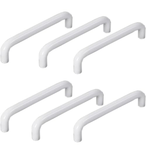 HY HUIJUN Bügelgriffe Schrankgriffe,6 Stück Möbelgriffe,Ø10mm Weiß Aluminium,Küchenknöpfe Türgriff Schubladengriff Griffe für Kleiderschrank,Schminktisch,Kinderzimmer von HY HUIJUN
