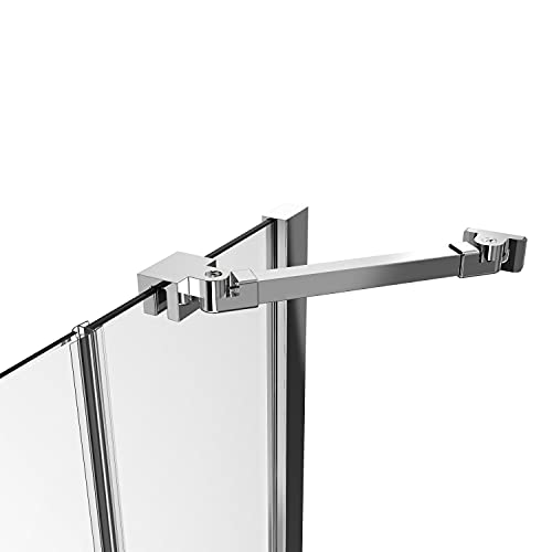 Duschabtrennung Stabilisator, Stabilisierungsstange für Duschwand und Duschkabine 50 cm für Glasdicke 5-8 mm mit Gelenk flexibel 360°drehbar Aluminium für Dusche Walk-in Duschwände von HY-RWML