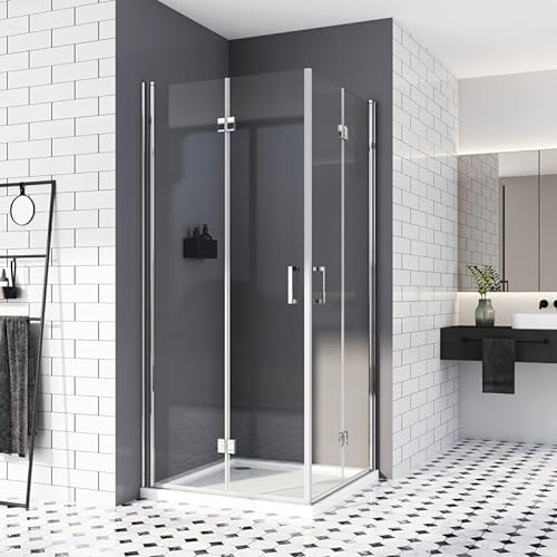 Duschkabine 70x120,Falttür Eckeinstieg Duschwand Drehfalttür Dusche 180º Duschtür Duschabtrennung 6mm Nano-Beschichtung ESG Glas 195cm von HY-RWML