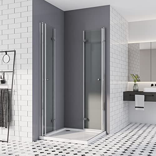 Duschkabine 75x80, Falttür Eckeinstieg Duschwand Falttürkabine Dusche 180º Duschtür Duschabtrennung 6mm Nano-Beschichtung ESG Glas 185cm von HY-RWML