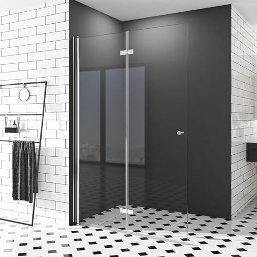 Duschwand 100x185 cm Walk In Dusche Falttür Begehbare Duschkabine Duschtrennwand 6mm ESG-Sicherheitsglas von HY-RWML