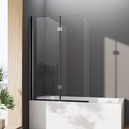 Duschwand für Badewannen Schwarz,100 x 140 cm Duschabtrennung Sicherheitsglas hell Duschwand Duschabtrennung Nano Glas von HY-RWML