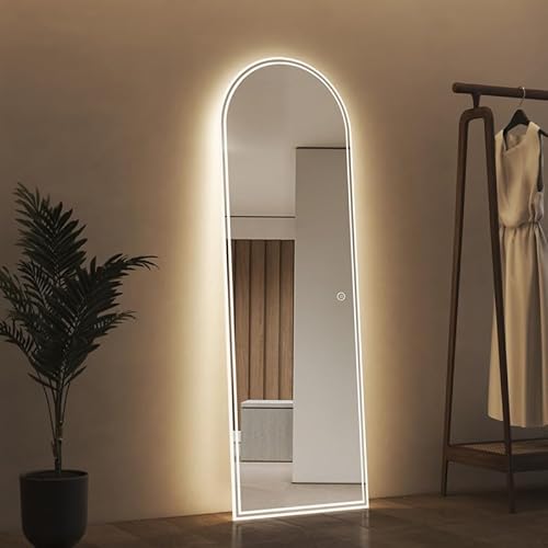 HY-RWML Ganzkörperspiegel 3 Lichtfarbe mit Beleuchtung Standspiegel mit Touch-Schalter LED Wandspiegel 150 x 50 cm von HY-RWML