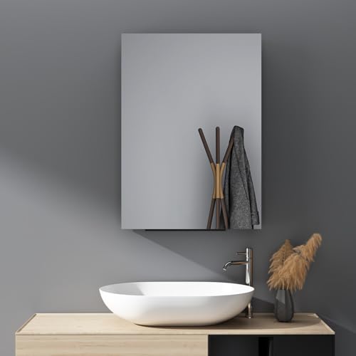 HY-RWML Spiegelschrank 50x70x12,5 cm Spiegelschrank Badschrank ohne Beleuchtung Wandaufbewahrung mit Spiegel mit Verstellbare Glasablage,Rechteck mit Rechten Winkeln von HY-RWML