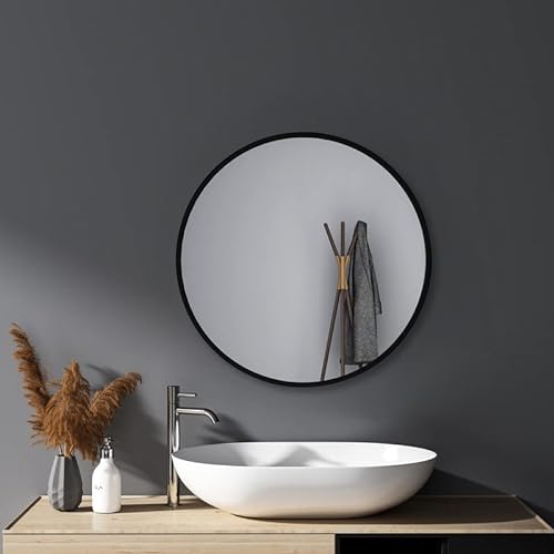 HY-RWML Wandspiegel Rund Schwarz 40cm Badspiegel groß Spiegel Badezimmerspiegel für Badezimmer Waschräume Schlafzimmer von HY-RWML