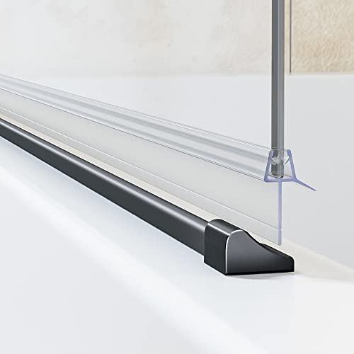 Schwallschutzleiste Alu 2 x 95 cm Schwarz Schwallleiste Alu Dusche Schwallschutz-Profil für Glas Duschen duschwasserstop von HY-RWML