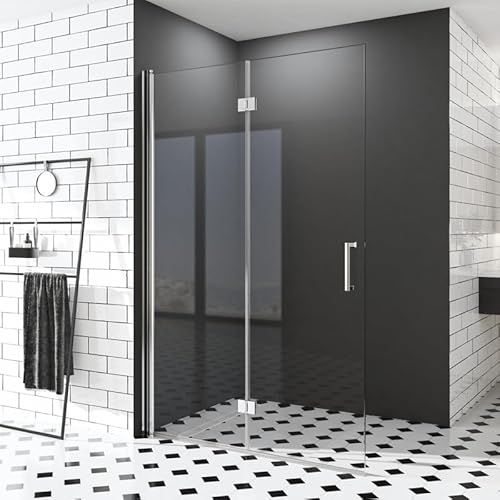 Walk in Duschwand, 70x195 cm Falttür Begehbare Dusche Duschkabine Duschtrennwand 6mm ESG-Sicherheitsglas Nano Beschichtung von HY-RWML