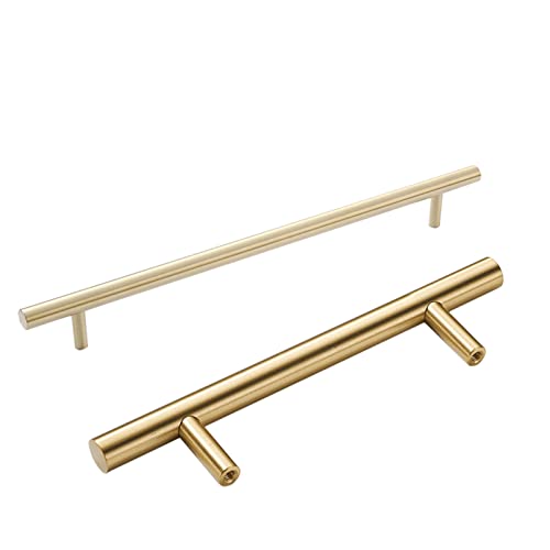 HYAEXCPJ Schrankgriffe Gold, 2Er-Pack Küchenschrankgriffe Messing, Schubladengriffe Aus Massivem Messing | Gesamtlänge: 50–1000 Mm, Stangengriff Für Möbeltür/Gold/Länge: 800 Mm von HYAEXCPJ