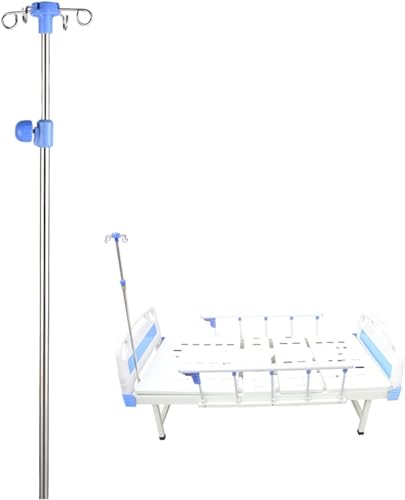 Medizinischer Infusionsständer für das Bett, Infusionsständer, Edelstahl, 4 verstärkte Haken, höhenverstellbar 39-77 Zoll, für ältere Krankenhäuser/Kliniken/Zuhause,B von HYAMZO