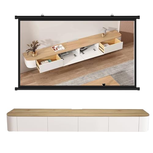 HYANXUE Schwebender TV-Ständer aus Massivholz, Hochglanz-TV-Schrank, schwebende Regale mit Tür, moderne Unterhaltungs-Medienkonsole, großer Stauraum, TV-Bank (Holz, 180 cm) von HYANXUE