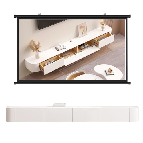 Schwebender TV-Ständer Aus Massivholz, Hochglänzender Wandmontierter TV-Schrank, Schwebende Regale Mit Tür, Modernes Entertainment-Medienkonsolen-Center, Große TV-Stauraumbank(Weiß,200CM/78.7") von HYANXUE