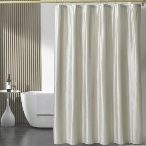HYAWGE Duschvorhang Weiß Wasserdicht Waschbar Badvorhang aus Samt Stoff180x180cm mit 12 Duschvorhangringen Duschvorhang Magnete Unten von HYAWGE