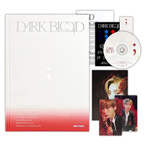 ENHYPEN - [DARK BLOOD] (NEW Ver.) Photo Book + CD-R + Photo Card + Message Photo Card + Sticker + Postcard + Bookmark + Poster With Lyrics + 2 Pin Button Badges + 4 Extra Photocards von BFYSYO
