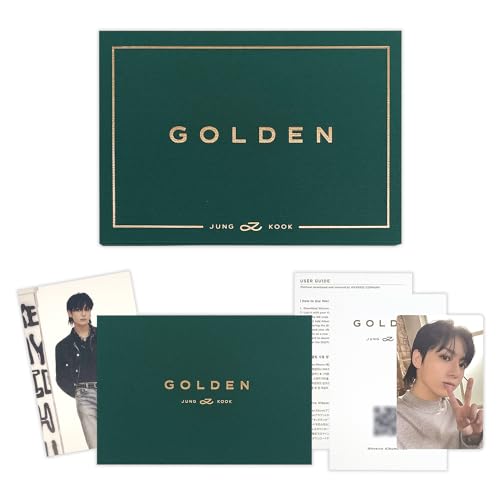 JUNGKOOK - [GOLDEN] (Weverse Albums Ver.) Book Case + Photo Book + QR Card + User Guide + Post Card + Photo Card + Contents Envelope + 2 Extra Photocards von HYBE Ent.