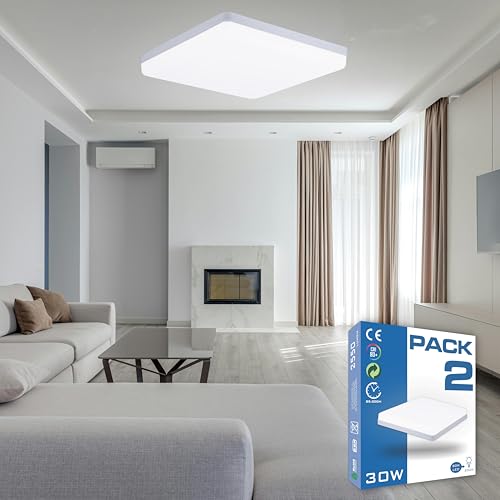 HYBEC - LED Deckenlampe für Badezimmer und Flur, Quadratische Badlampe, 30W (2er Pack) von HYBEC