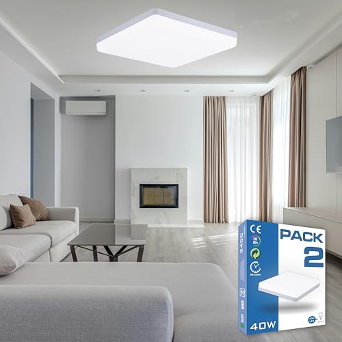 HYBEC - LED Deckenlampe für Badezimmer und Flur, Quadratische Badlampe, 40W (2er Pack) von HYBEC