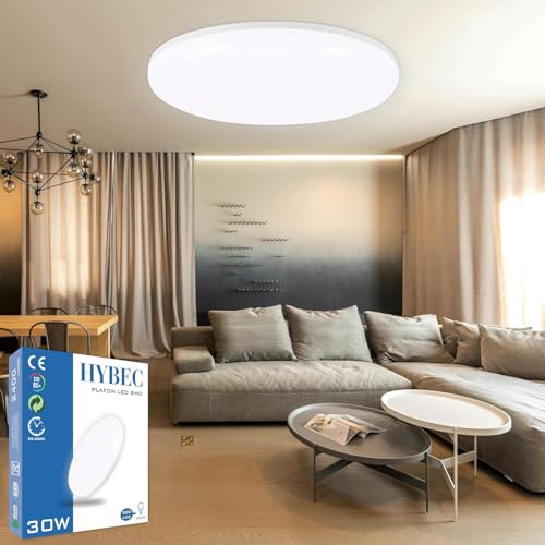 HYBEC - Deckenleuchte Rund,LED Deckenleuchte Rund, LED Ceiling Light, LED Deckenleuchte, Deckenlampe LED, LED Lampen Deckenlampen, Badlampe Decke, Kellerlampe LED, Deckenleuchte LED, 30W (Pack 1) von HYBEC