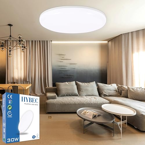 HYBEC - Deckenleuchte Rund,LED Deckenleuchte Rund, LED Ceiling Light, LED Deckenleuchte, Deckenlampe LED, LED Lampen Deckenlampen, Badlampe Decke, Kellerlampe LED, Deckenleuchte LED, 30W (Pack 1) von HYBEC