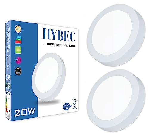 HYBEC - LED Ceiling Light, Deckenlampe Badezimmer, LED Deckenleuchte, Deckenleuchte Badezimmer, Deckenlampe LED, Deckenleuchte Flur, LED Lampen Deckenlampen, Badlampe Decke, Round 20W (Pack 2) von HYBEC