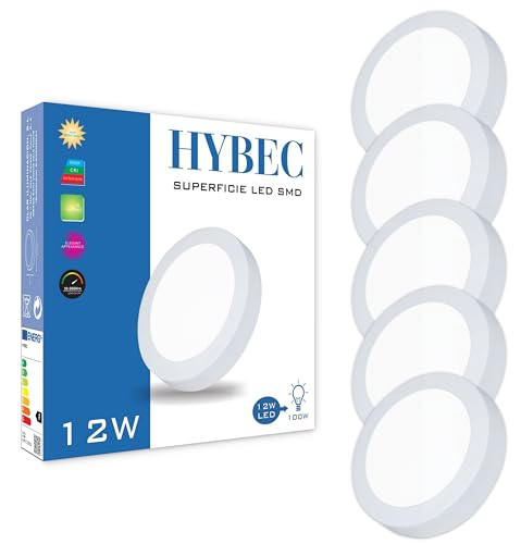 HYBEC - LED Ceiling Light, Deckenlampe Badezimmer, LED Deckenleuchte, Deckenleuchte Badezimmer, Deckenlampe LED, Deckenleuchte Flur, LED Lampen Deckenlampen, Badlampe Decke, Round 20W (Pack 5) von HYBEC