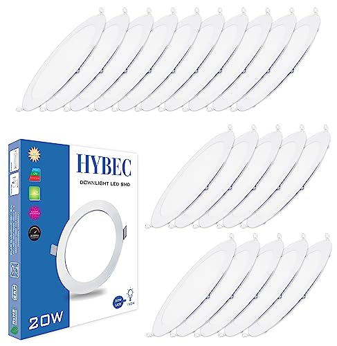 HYBEC - LED Einbaustrahler Flach, Einbaustrahler LED, LED Einbaustrahler 230V, LED Spots 230V, Spots Deckenleuchte LED, LED Einbauleuchten, Downlight, LED Downlight, LED Panel Light, 20W (Pack 20) von HYBEC