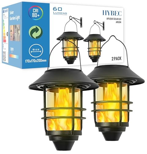 HYBEC - LED Fackeln Mit Flammeneffekt Solar, Solarlampen Für Außen, Deko Kamin, Gartenfackeln (2er Pack) von HYBEC