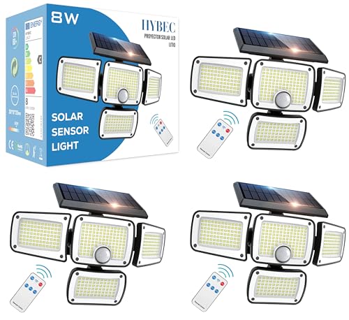 HYBEC- Solar Lampe Mit Bewegungsmelder, LED Strahler für Außen Garten, Solarlampe Mit Licht (3er Pack) von HYBEC