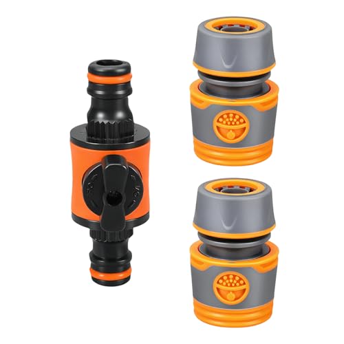 Ergonomischer Gartenschlauchadapter 2 Keine Leckkupplungen 1 Einstellbare Ventile Wetterbeständige Für Sprinklersysteme Gartenschlauch Reparaturkopplungssatz Geeignet von HYBEW