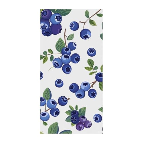Blaubeeren mit Blättern Türabdeckung Frühling Sommer hängende Flagge Veranda Schild Outdoor saisonale Urlaub Hof Dekor für Haustür und Veranda von HYBMRQVD