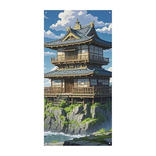 Japanische Architektur Türabdeckung Frühling Sommer Hängende Flagge Veranda Schild Outdoor Saisonal Urlaub Hof Dekor für Haustür und Veranda von HYBMRQVD
