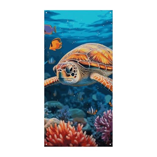 Tropische Fische Seestern Türabdeckung Frühling Sommer hängende Flagge Veranda Schild Outdoor saisonale Urlaub Hof Dekor für Haustür und Veranda von HYBMRQVD