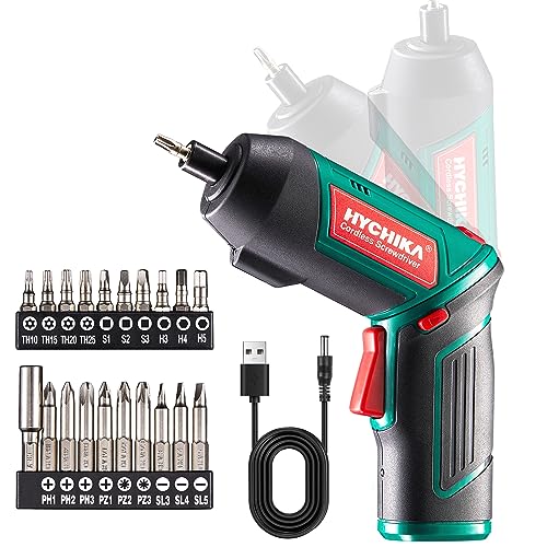 HYCHIKA Akkuschrauber, Cordless Screwdriver 6N·m Drehmoment und 2000mAh Akku 3,6V mit 20 Zubehörteilen, LED Licht, Magnetfutter für Schrauben von HYCHIKA BETTER TOOLS FOR BETTER LIFE