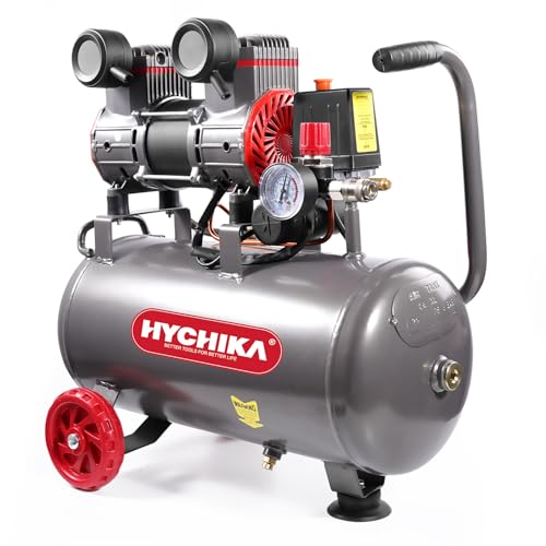HYCHIKA Druckluft Kompressor (Leise, 8 Bar, 24L, 230V-240V, Ölfrei) Luftkompressor Kompressoren Air Compressor 1100W Max, Druckluftkompressor Luftdruck Kompressor Einstellbarer Abgasdruck von HYCHIKA BETTER TOOLS FOR BETTER LIFE