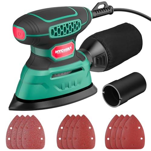 HYCHIKA 140W Deltaschleifer, 13000 OPM Multischleifer Effiziente Staubabsaugung, mit 12PCS Schleifpapier, Ideal zum Schleifen von Holz und Entfernen von Rost und Farbe von HYCHIKA BETTER TOOLS FOR BETTER LIFE