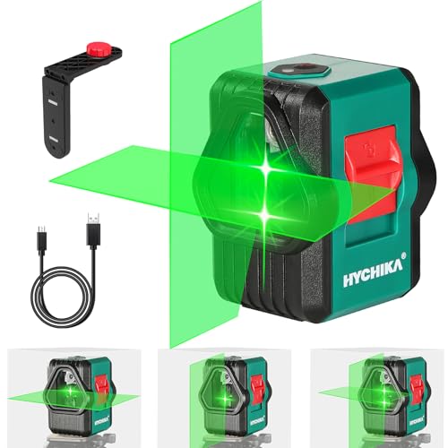 Kreuzlinienlaser 45M, HYCHIKA Selbstnivellierend grüner Linienlaser 360°Umschaltbar Horizontal/Vertikal/Crossline mit Magnet Halterung, IP54, USB Aufladung von HYCHIKA BETTER TOOLS FOR BETTER LIFE