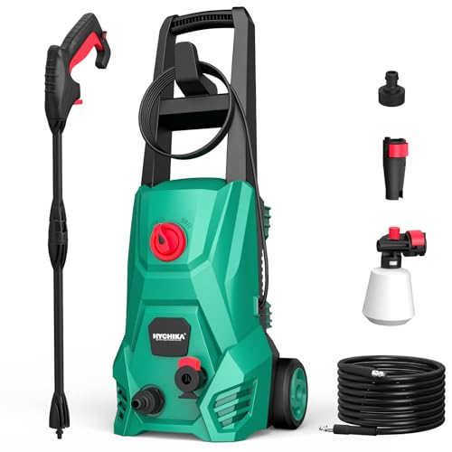 HYCHIKA Hochdruckreiniger, Max 1600 PSI 1500W Tragbare Autowaschmaschine mit Schaumtank, 5m Hochdruckschlauch und 5 m Stromkabel, Druckreiniger Ideal für Autos Zäune Terrassen HYCHIKA Hochdruckreiniger, Max 1600 PSI 1500W Tragbare Autowaschmaschine mit Schaumtank, 5m Hochdruckschlauch und 5 m Stromkabel, Druckreiniger Ideal für Autos Zäune Terrassen von HYCHIKA BETTER TOOLS FOR BETTER LIFE