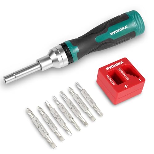 HYCHIKA 16 in 1 Ratschenschraubendreher, magnetischer Ratschenschraubendreher-Satz All-in-One, Multitool mit Kreuzschlitz-, Schlitz-, Torx-, Vierkant-, Sechskant-Bit und Doppelendiger Mutterndreher von HYCHIKA BETTER TOOLS FOR BETTER LIFE